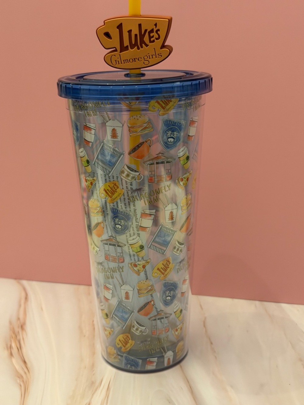 Gilmore Girls 24oz Tumbler with Luke’s Straw Charm